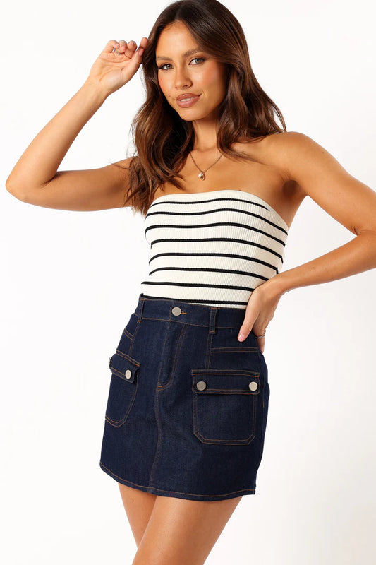 Amber Knit Tube | Ivory/Black