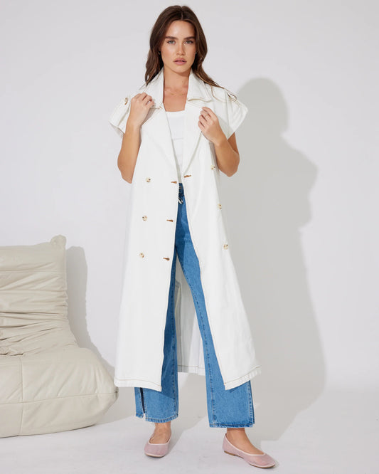 Bella Denim Trench/Dress | White