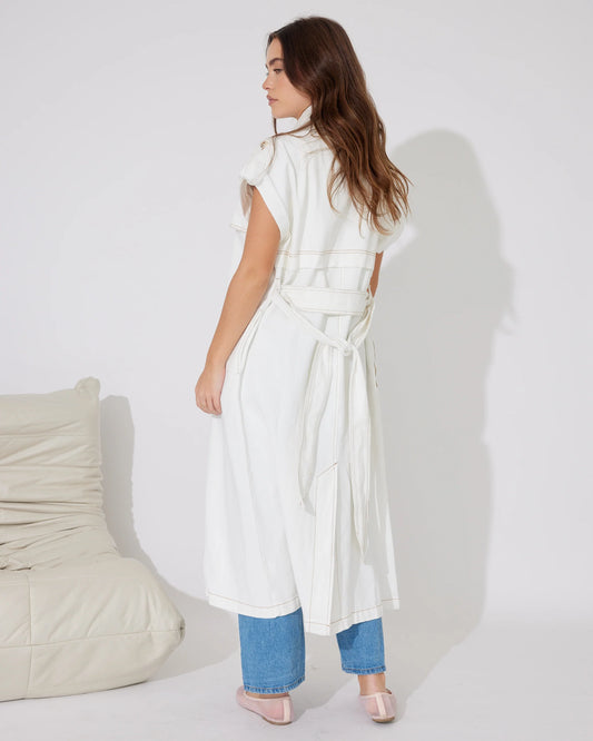 Bella Denim Trench/Dress | White