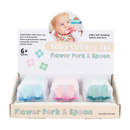 Flower Fork & Spoon Cutlery Set | Blue