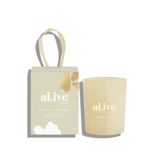 al.ive body | Christmas Candle Bauble - Golden Wattle & Citrus