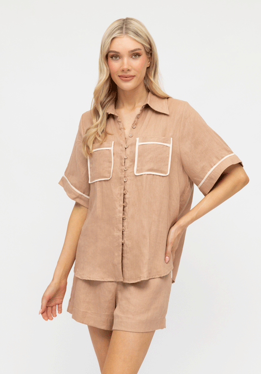 Teresa Linen Shirt | Camel