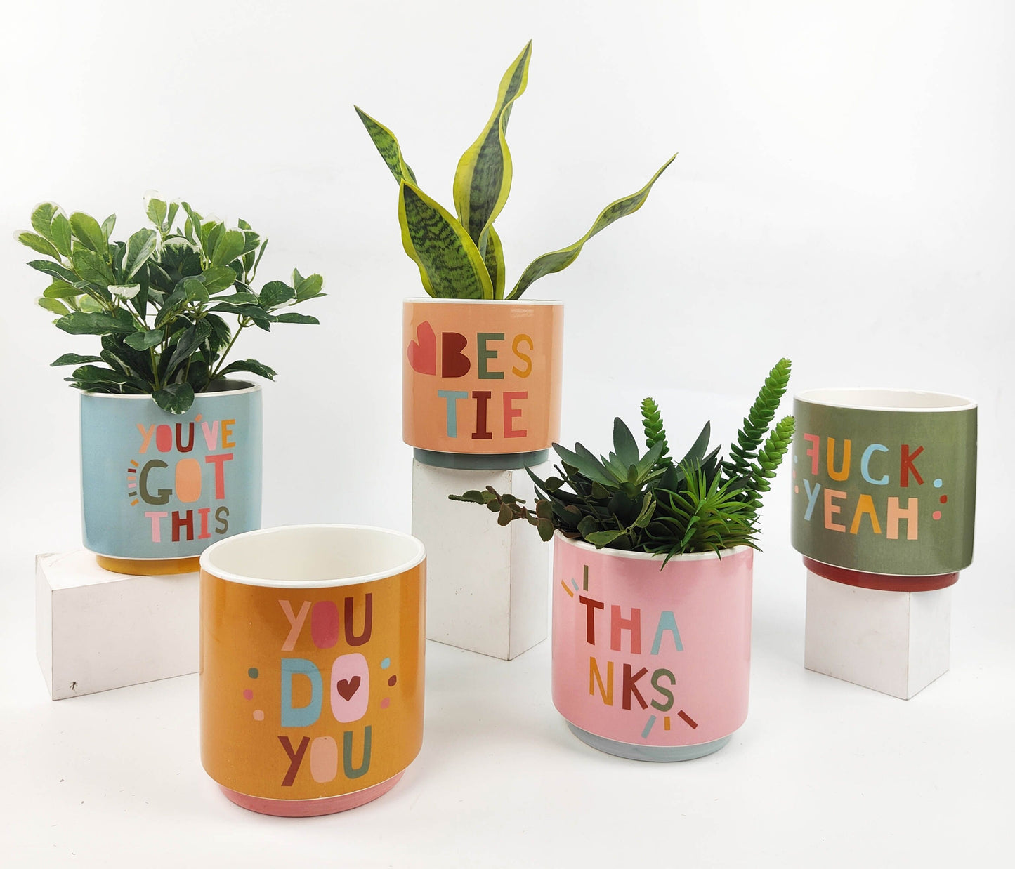 Funky Quote Planter Green | F@#k Yeah