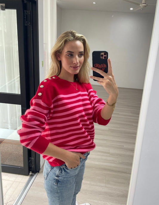 Dixie Sweater | Red/Pink