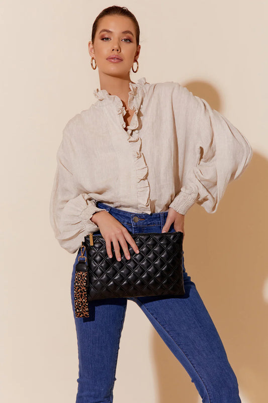 Kendra Quilted Clutch | Black