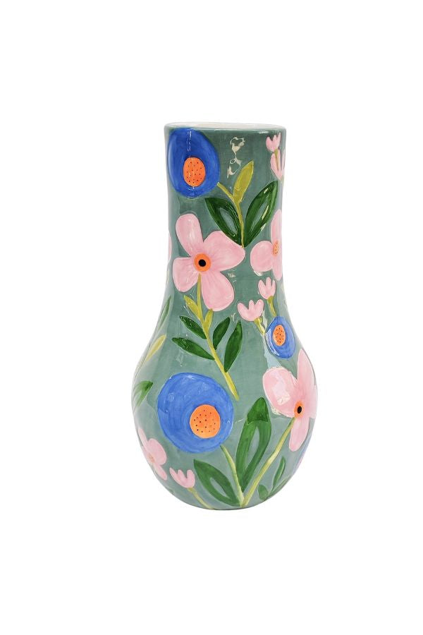 Native Floral Vase Sage (34cm)
