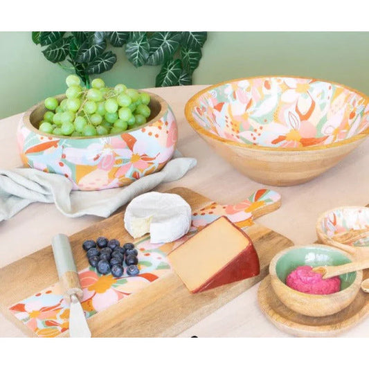 Frankie Floral Mango Wood Bowl
