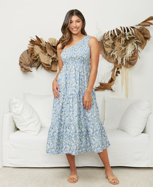 Iris Maxi | Valerie One Shoulder Floral Dress