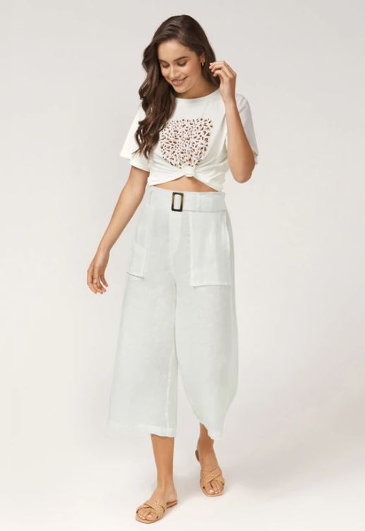 Iris Maxi | Renee Linen White Pants