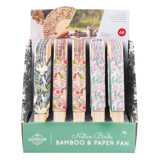 Native Bird Bamboo & Paper Fan | Assorted Styles