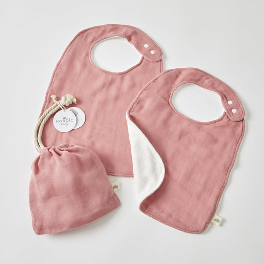 Muslin Bib 2 Pack | Dusty Rose