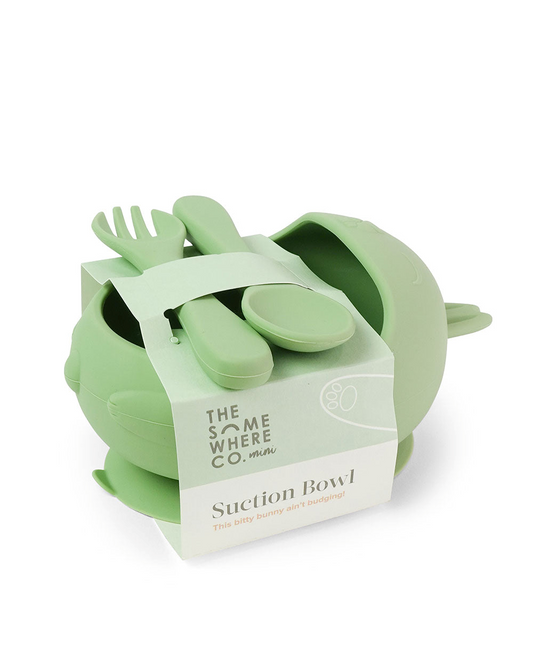 Bunny Silicone Suction Bowl w/ Cutlery | Eucalyptus