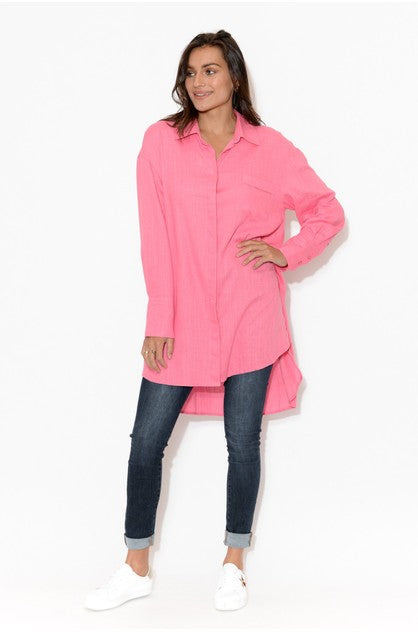 YH & CO | Hallie Oversized Shirt in Pink