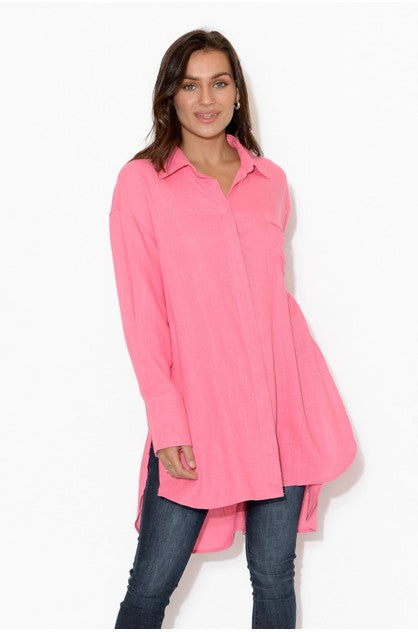 YH & CO | Hallie Oversized Shirt in Pink