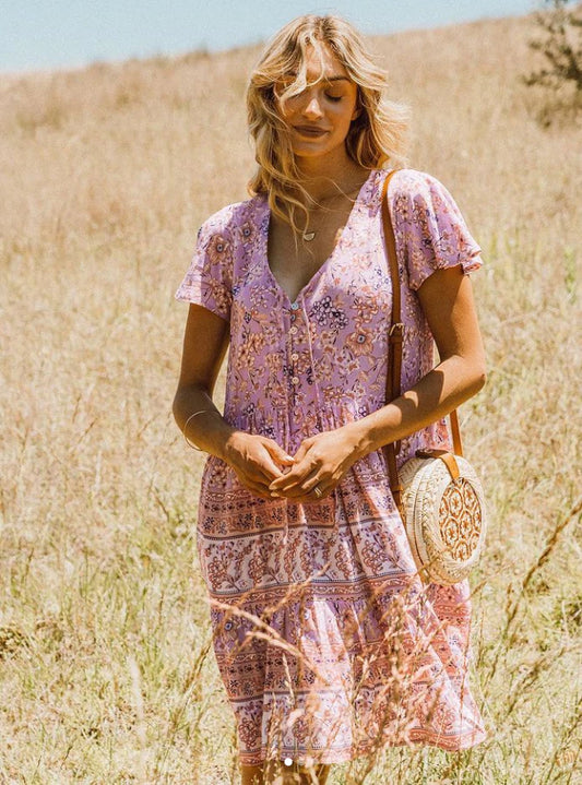 Ebby & I | Stacey Dress in Vintage Pink