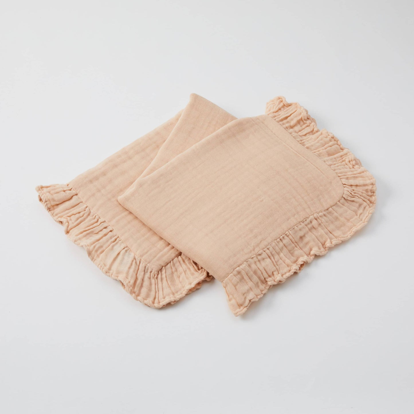 Frill Hem Muslin Blanket | Pink Clay
