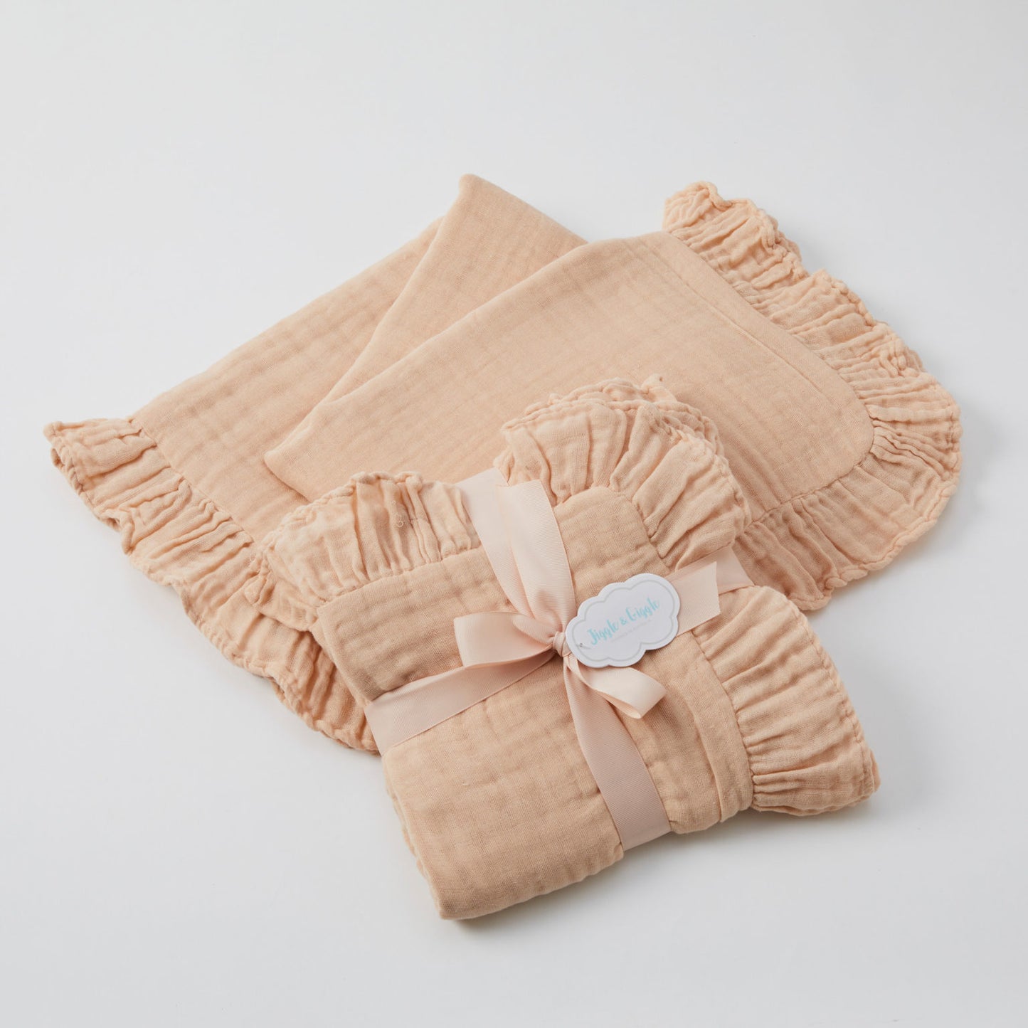 Frill Hem Muslin Blanket | Pink Clay