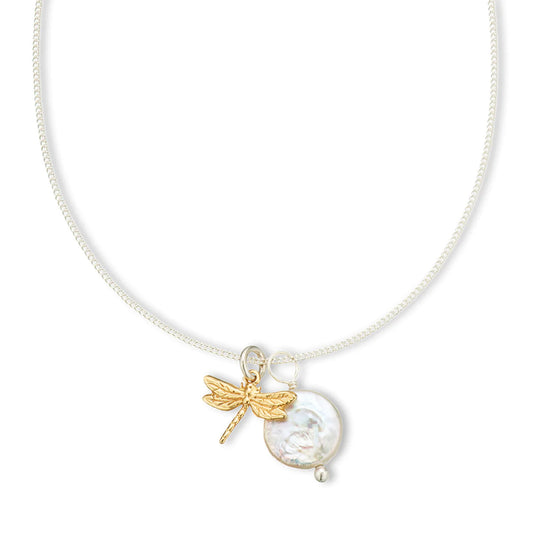 Pearl Amulet Necklace |  Dragonfly