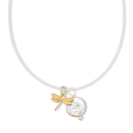 Pearl Amulet Necklace | Dragonfly