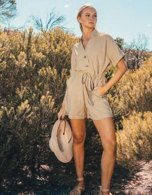 Ebby & I Claire Playsuit Sand