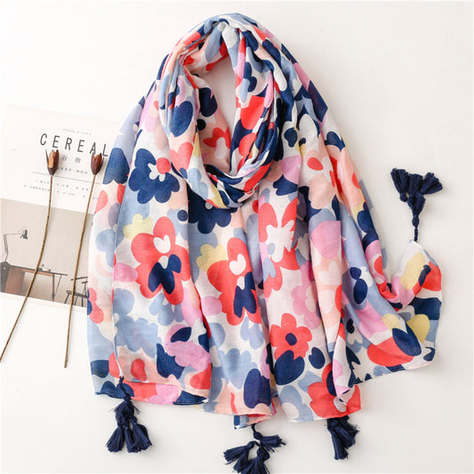 Pink & Navy Floral Scarf