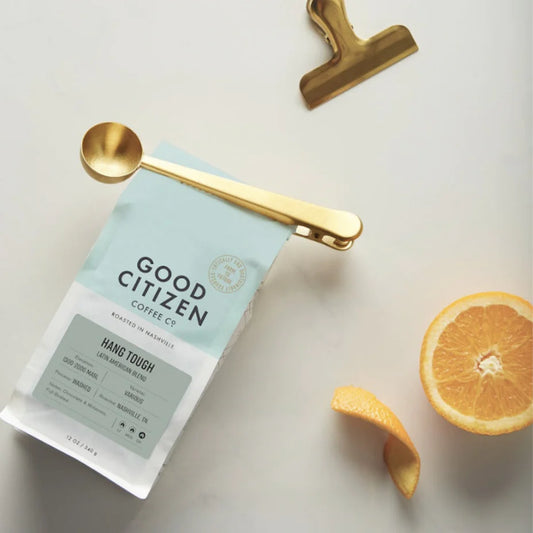 Coffee Scoop & Clip Set | Brass