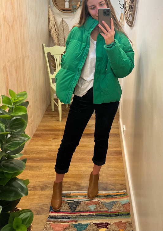 Pink Diamond | Taylor Puffer Jacket in Green