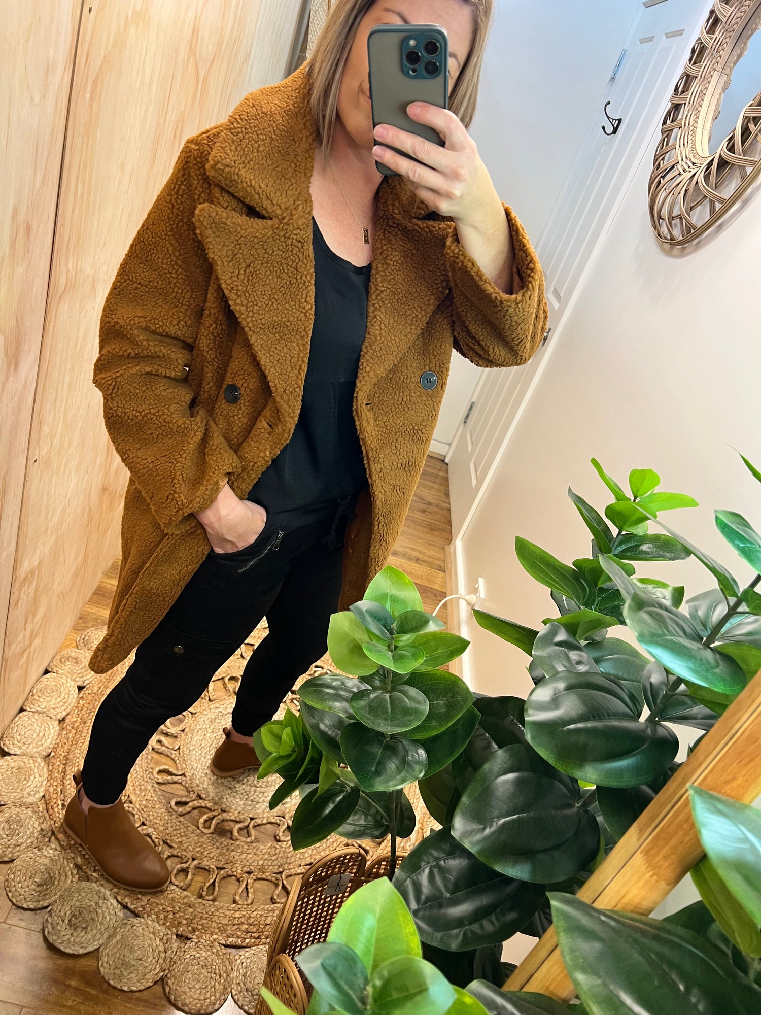 Tan teddy coat sales