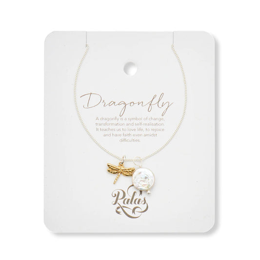 Pearl Amulet Necklace |  Dragonfly