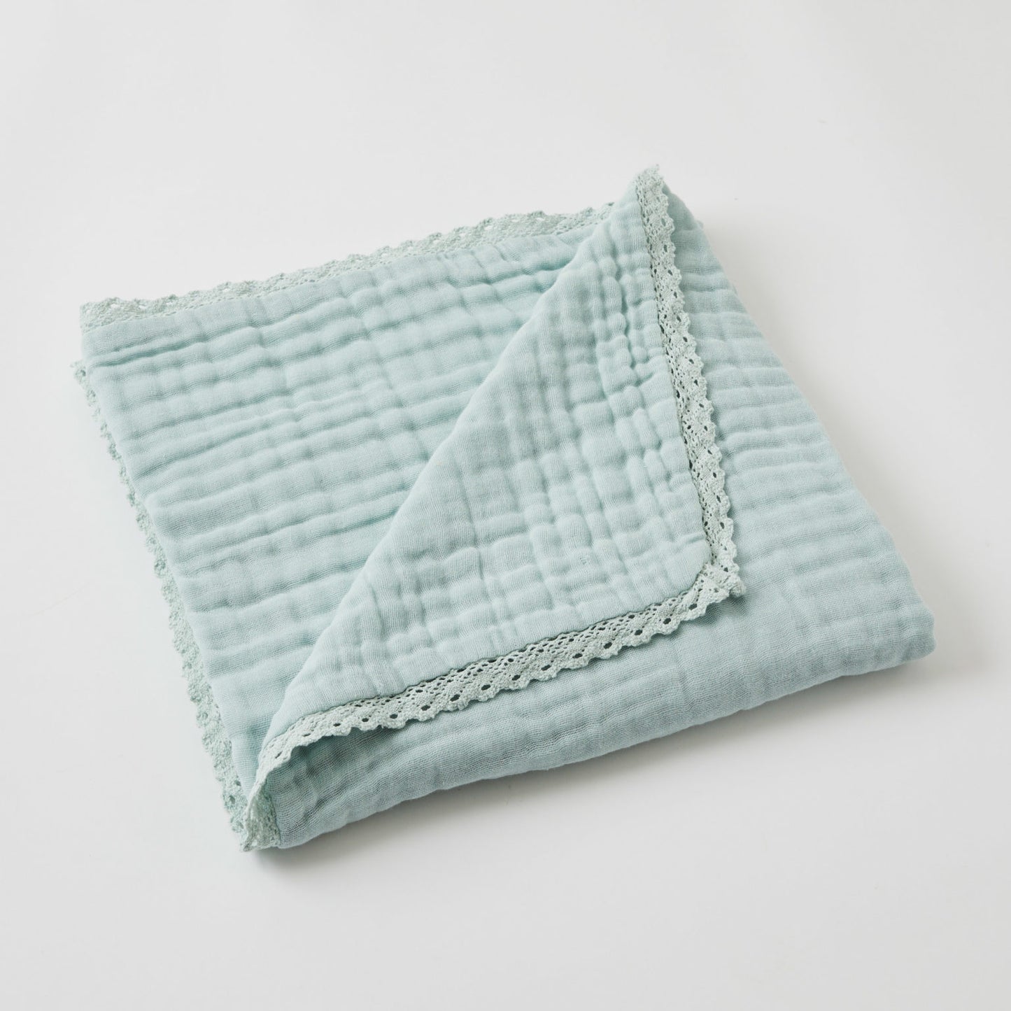 Misty Blanket with Lace Edge | Misty Blue