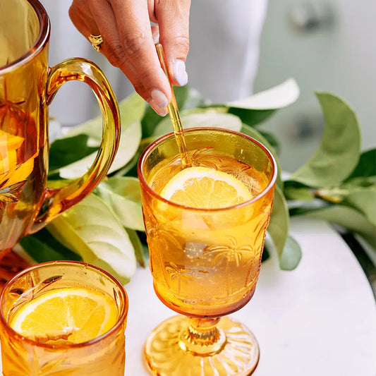 4-Piece Palm Goblet | Amber