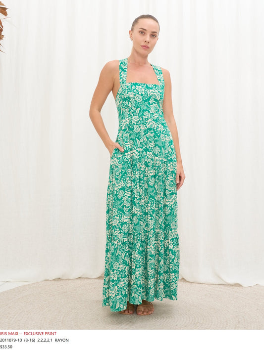 Iris Maxi | Charlotte Maxi Dress Green Floral