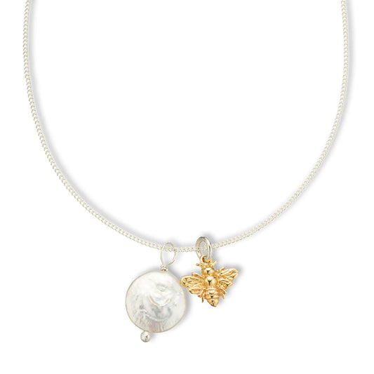 Pearl Amulet Necklace | Golden Bee