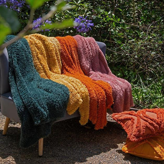 Eve Fur Knitted Throw | Dusty Mauve