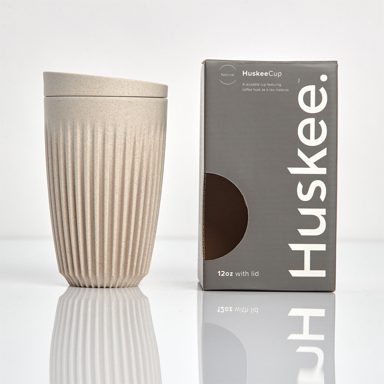 Huskee Reusable Cup Natural | 12oz with lid