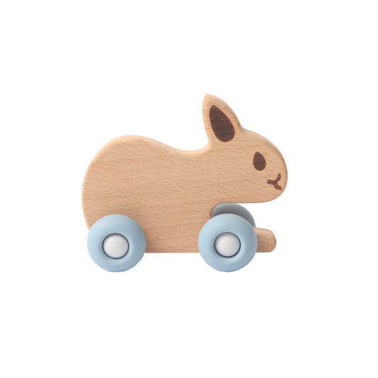 Beechwood & Silicone Toy | Baby Blue Bunny