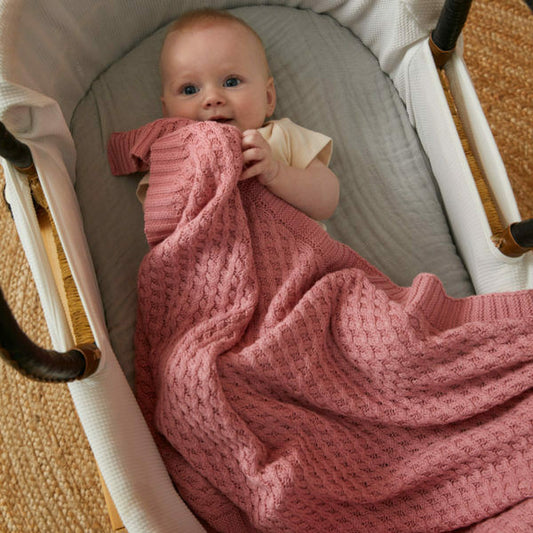 Basket Weave Knit Blanket | Blush