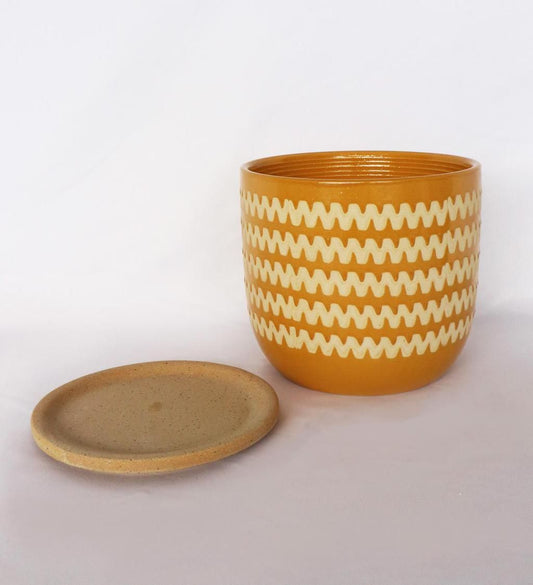 Onyx Planter with Saucer | Mustard